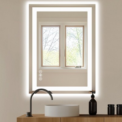 GlasFlength Decorative Wall Mirrors Full Length Mirrors Steam Resistant Reflection Surface For Modern Bathrooms, Silver, 38.1"*29.5"*2.3"