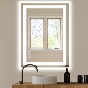 GlasFlength Decorative Wall Mirrors Full Length Mirrors Steam Resistant Reflection Surface For Modern Bathrooms, Silver, 38.1"*29.5"*2.3" - 1 of 4