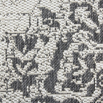 Gray and Black Medallion Synthetic Indoor/Outdoor Area Rug