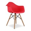 HomeRoots Red And Natural Heavy Duty Plastic And Solid Wood Dining Arm Chair - 4 of 4