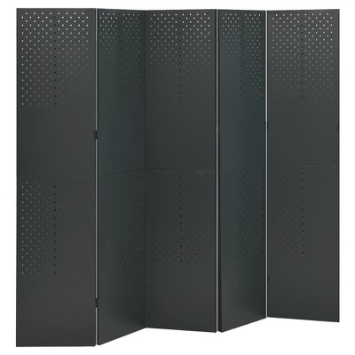 vidaXL 5-Panel Steel Room Divider - 78.7"x70.9", Anthracite - Versatile Decorative Screen - Space Separator - Industrial Style