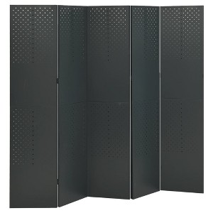 vidaXL 5-Panel Steel Room Divider - 78.7"x70.9", Anthracite - Versatile Decorative Screen - Space Separator - Industrial Style - 1 of 4