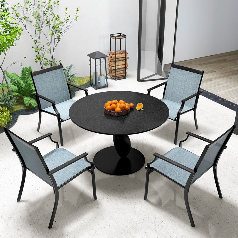 Tangkula Set of 4 Patio Dining Chairs Outdoor Armchairs w/ Sturdy Metal Frame, 2 of 10