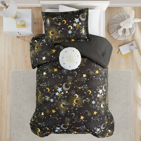 Isabel Starry Sky Metallic Kids' Comforter Set with Throw Pillow Charcoal Gray - Mi Zone - image 1 of 4