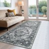 Washable Vintage Oriental Rug Non Slip Low Pile Rug Soft Throw Floor Cover Retro Printed Foldable Indoor Carpet for Living Room Bedroom Nursery - 2 of 4