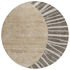Chocolate Beige And Taupe Abstract Washable Indoor Outdoor Area Rug - 1 of 4