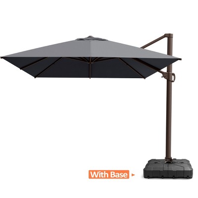 Pellebant 10'x 12.5' Patio cantilever Umbrella Heavy Duty Base Set High-strength Aluminum Pole with 360Rotation 5 Heights Adjustable
