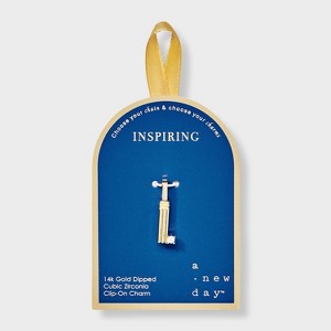 14K Gold Dipped Cubic Zirconia Ribbed Letter Charm - A New Day™ Gold - 1 of 2