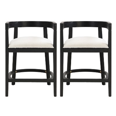 Christopher Knight Home Faraday Upholstered 25.25"  Rubberwood Counter Stools with Footrest (Set of 2)