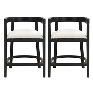 Christopher Knight Home Faraday Upholstered 25.25"  Rubberwood Counter Stools with Footrest (Set of 2) - 1 of 4