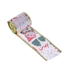 Unique Bargains Gift Wrap Ribbons Santa & Snowman Cloth 78.74"x1.97" 1 Pc - 1 of 4