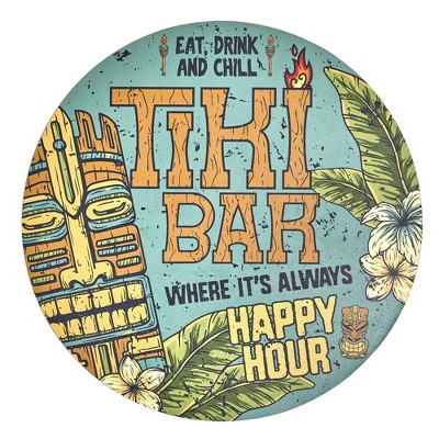 Vintage Tiki Bar Round MDF Wall Plaque, 20"