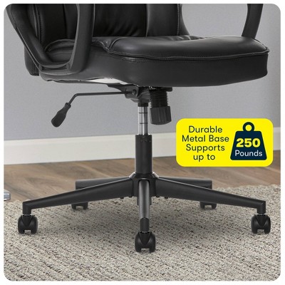 Sculpted High Back Black Bonded Leather Executive Swivel Chair