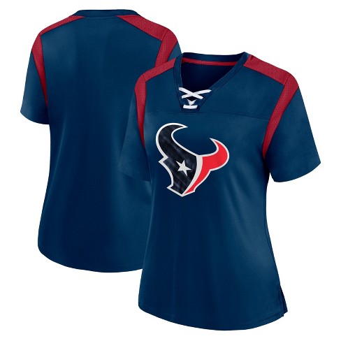 Nfl Houston Texans Women s Short Sleeve Lace Up V neck Fashion Jersey Target