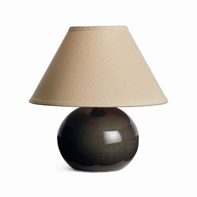 Plum & Post Charlie Mini Lamp - Gray Crackle Glaze - Linen Shade  - 10"