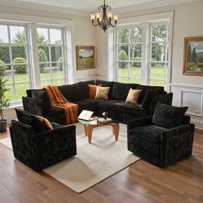 XIZZI Luxury Modular Sectional Sofa Couch, Oversized Cloud Couch for Living Room, Deep Seat Upholstered Sleeper Sofa Set w/ Optional Swivel Chairs