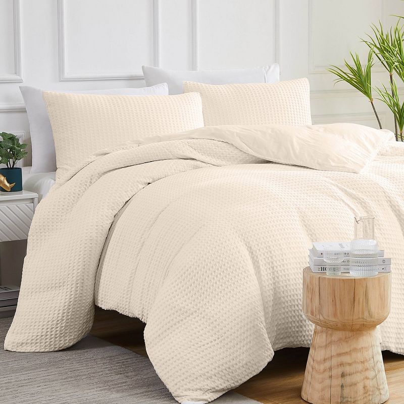 Southshore Fine Living Luxurious 100% Cotton waffle weave Duvet Cover Set with shams, 1 of 7