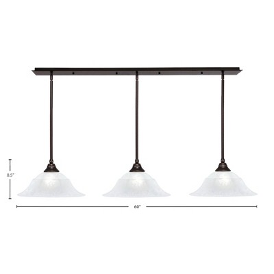 Toltec Lighting Stem 3 - Light Chandelier in  Dark Granite with 16" White Marble  Shade
