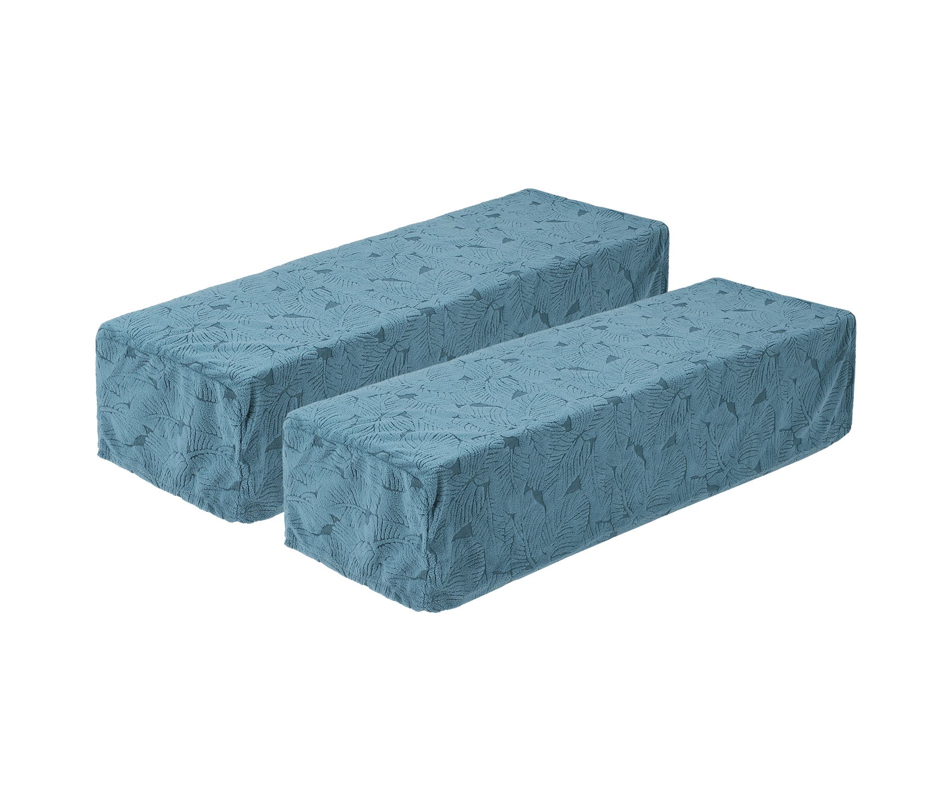Unique Bargains Non-Slip Soft Stretch Leaf Pattern Armchair Slipcovers Sky Blue 2 Pcs
