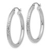 Black Bow Jewelry 3mm x 30mm, 14k White Gold, Diamond-cut Round Hoop Earrings - 2 of 4