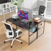 Costway 55" x 24" Computer Desk with Power Outlets & USB Ports, Storage Shelf, Metal Frame Black/Brown - 2 of 4