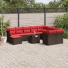 vidaXL 11 Piece Patio Sofa Set with Cushions Brown Poly Rattan - Brown and Red - 2 of 4