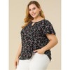 Agnes Orinda Plus Size Womens Tops Keyhole Flutter Short Sleeve Chiffon Floral Pattern - 4 of 4