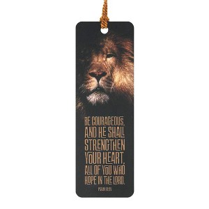 He Shall Strengthen Heart Golden Lion Cardstock Tassel Bookmarks, Pack of 12 - 1 of 2