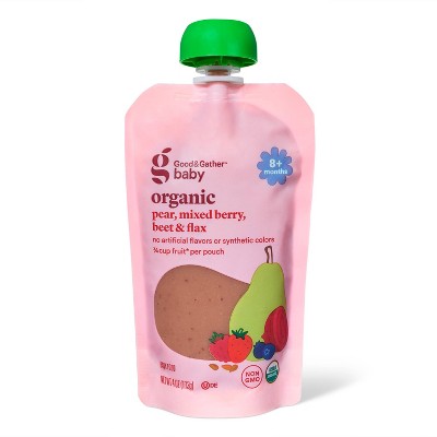 Organic Pear Mixed Berry Beet Flax Baby Food Pouch - 4oz - Good & Gather™