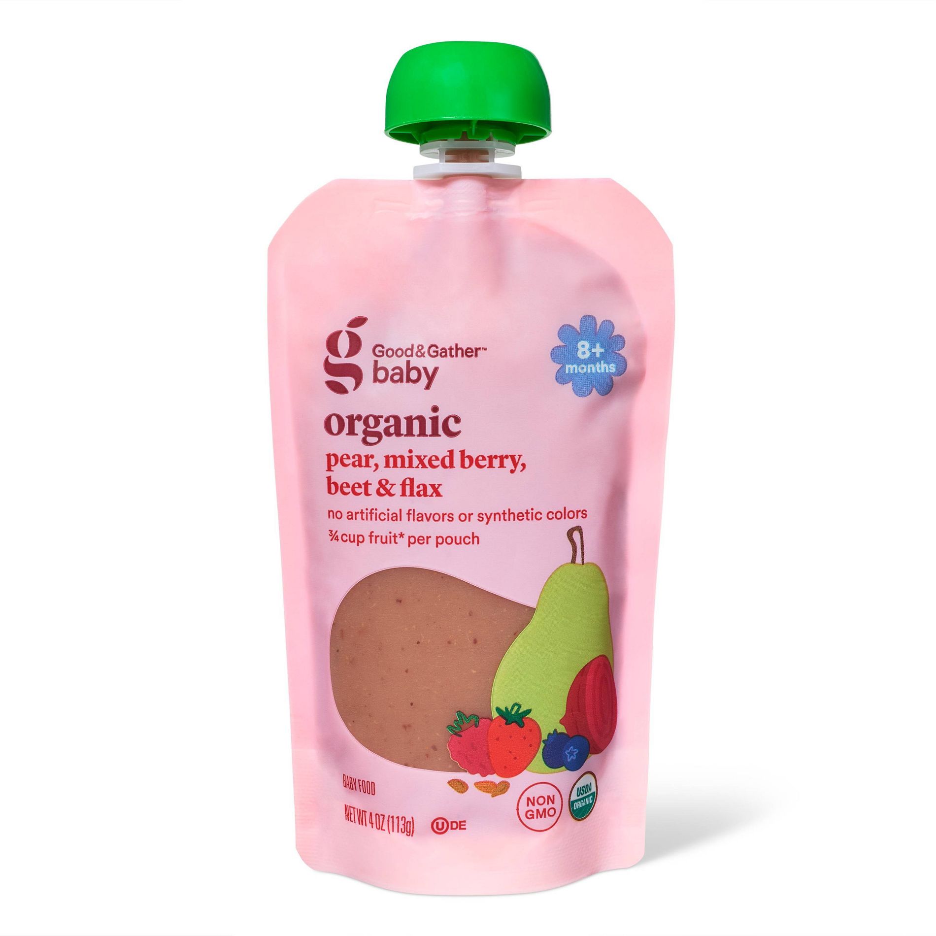 Organic Pear Mixed Berry Beet Flax Baby Food Pouch - 4oz - Good & Gather™