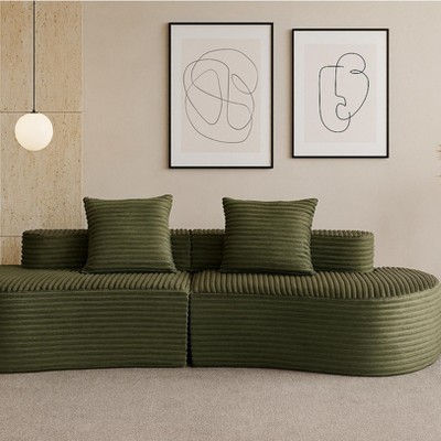 ModernLuxe Curved Modular Sectional Sofa, 2-Piece Channel Tufted Corduroy Couch, No Assembly Required