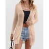 Womens Sweater Cardigan Open Front Mesh Sweater with Side Pocket Ribbed Cuff Sweater Knit Beach Cover Ups - 3 of 4