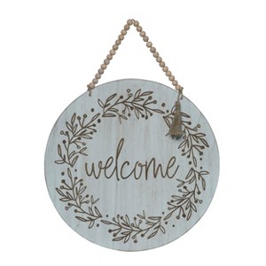 VIP Wood 16 in. Multicolor Round Floral Welcome Hanging Decor - 1 of 2