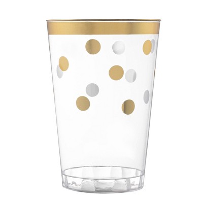 Smarty Had A Party 12 oz. Clear w/ Gold Dots Round Plastic Tumblers - 240 pcs