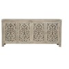 HomeRoots 78" Gray Distressed Solid Wood Carved Floral Sideboard with Four Doors - 4 of 4