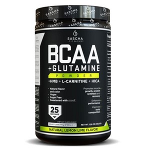 Sascha Fitness BCAA 4:1:1 with Glutamine, HMB, L-Carnitine, HICA| Natural Lemon Lime Flavor 12.8 oz - 1 of 4