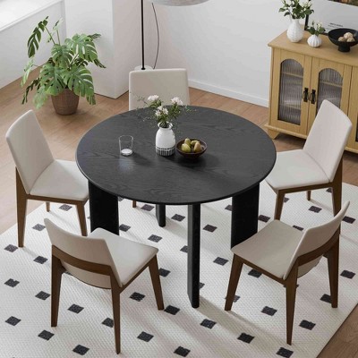 Lirago Nordic Style Solid Wood Round Dining Table - Perfect for 4 People 45*45 Black