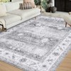 Washable Vintage Floral Print Chenille Living Room Rugs, Distressed Print Non Slip Bedroom Carpet, Retro Accent Floor Cover - 4 of 4