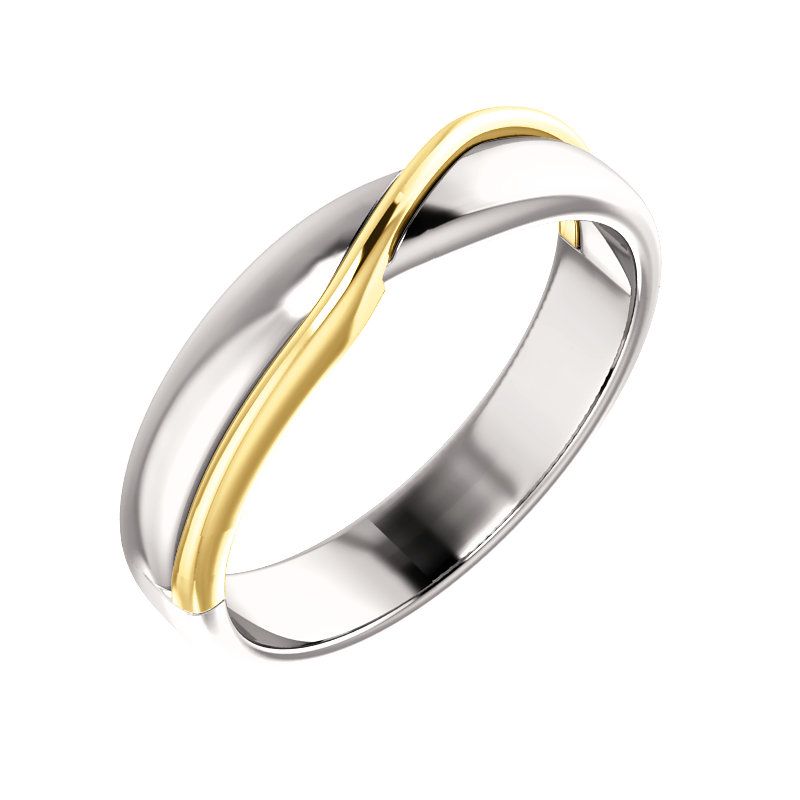 Pompeii3 5mm 14k White & Yellow Gold Polished Comfort Fit Two Tone Wedding Band, 2 of 4