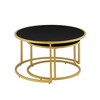 ORRD Set of 2 Nesting Coffee Tables, Modern Round Faux Leather Top with Golden Metal Base for Living Room - 4 of 4