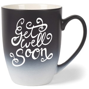 Elanze Designs Get Well Soon Two Toned Ombre Matte Black and White 12 ounce Ceramic Stoneware Coffee Cup Mug - 1 of 4