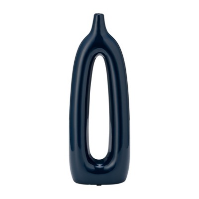 Sagebrook Home Ceramic Vase - Contemporary Abstract Cut-Out Vase Narrow