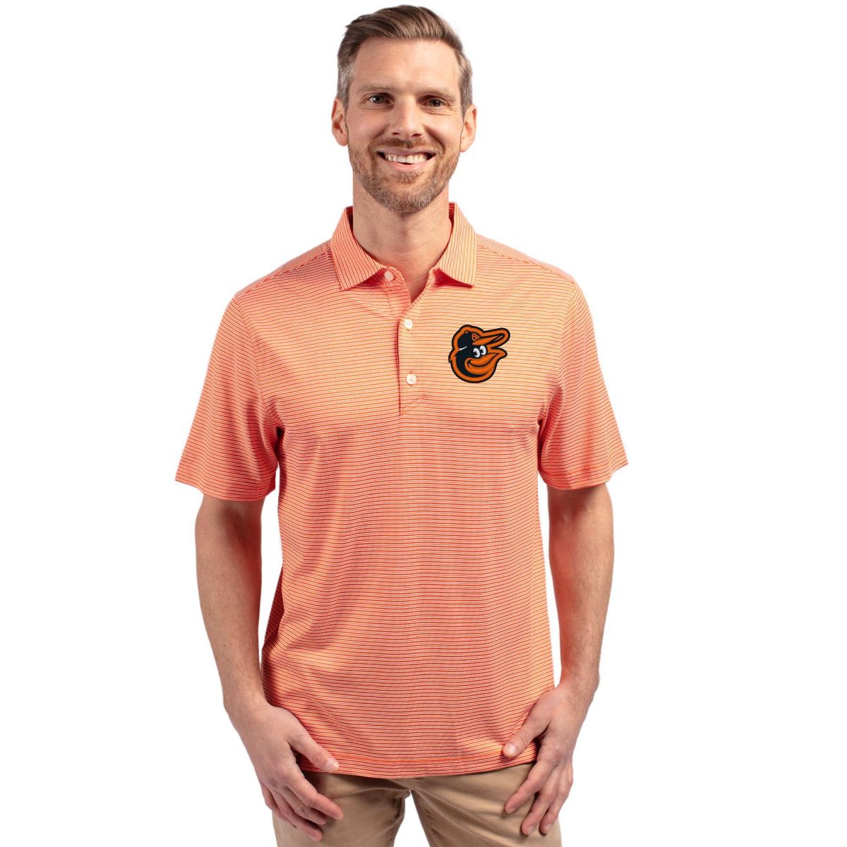 Baltimore Orioles Cutter & Buck Forge Eco Double Stripe Stretch Recycled Mens Polo