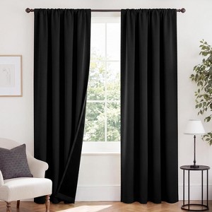 NICETOWN Double Layer Curtains Blackout Thermal Energy Efficient Rod ...