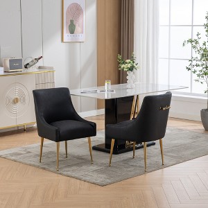 SEYNAR Modern Glam PU Leather Dining Chair or Vanity Chair Set of 2 with Rear Handle - 1 of 4