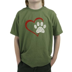 LA Pop Art Paw Heart - Boy's Word Art T-Shirt - 1 of 4