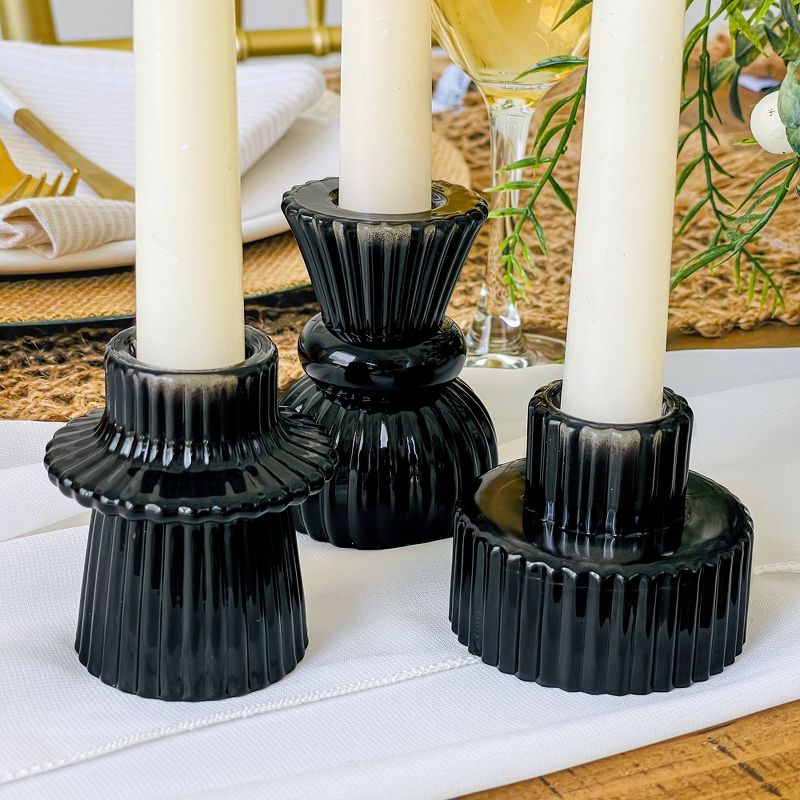 Kate Aspen Dual Sided Ribbed Candlestick/Tealight Holders- Set of 6, 3 of 12