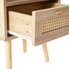 NicBex 15.75 inch Rattan Nightstand with 1 Drawer,Modern Side Table with Power Outlet and USB Ports,Bedside Table for Bedroom,Living Room - 4 of 4