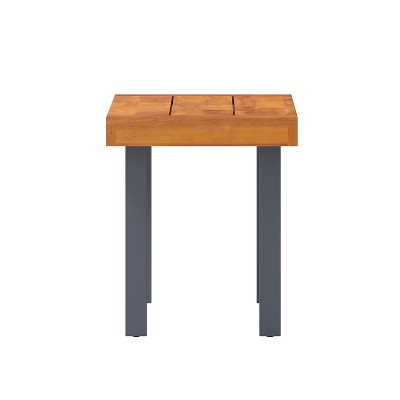 Martindale Solid Acacia Wood Patio Dining Bench with Black Legs
