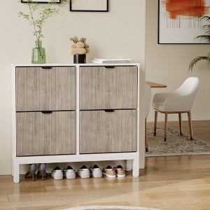Narrow Shoe Cabinet , 3 Flip Drawers Shoe Cabinet for Entryway,Hallway - 1 of 4